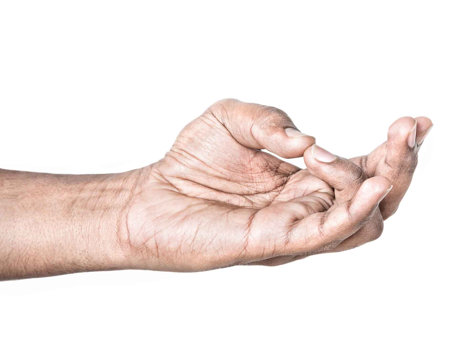 Thumb and ring finger together in Surya Ravi mudra